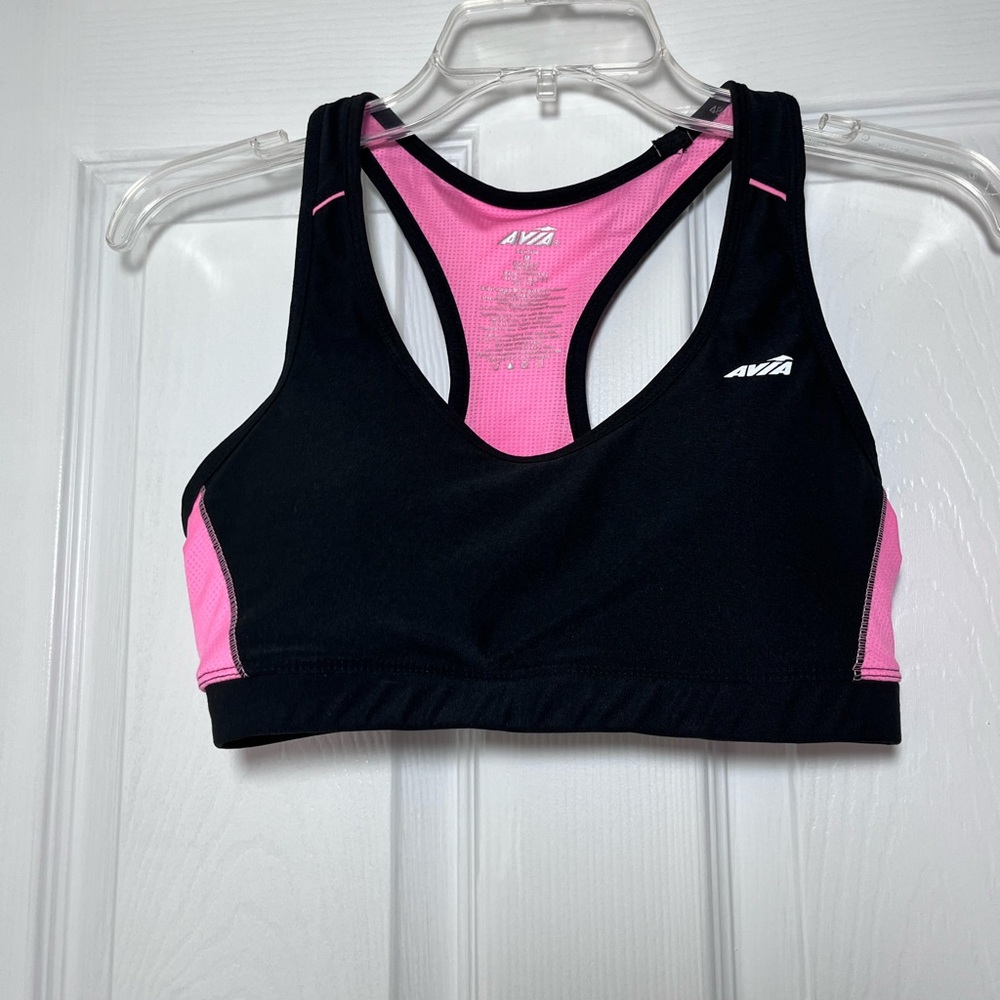 Avia Black and Pink Racerback Athletic Sports Bra-Padded Cup